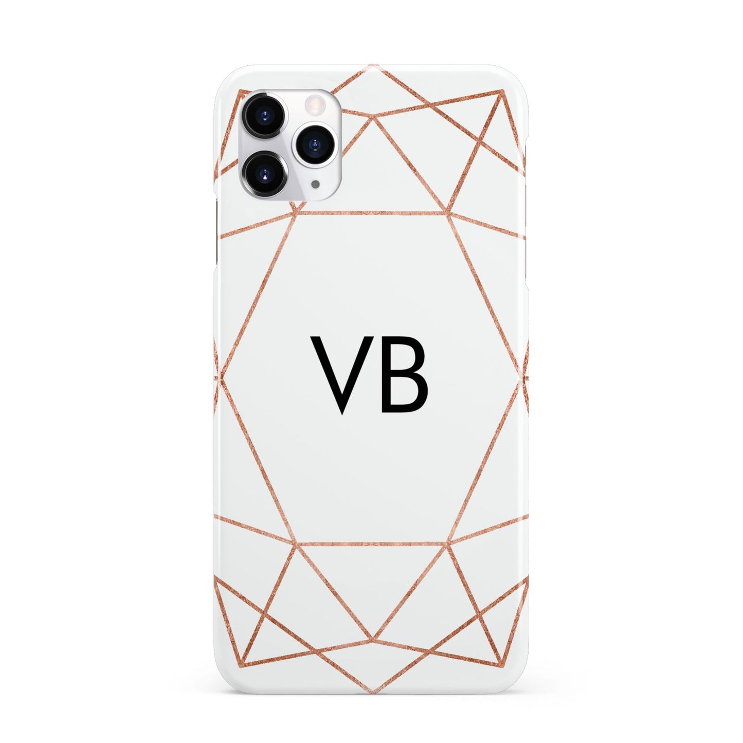 Personalised White Rose Gold Initials Geometric iPhone 11 Pro Max 3D Snap Case
