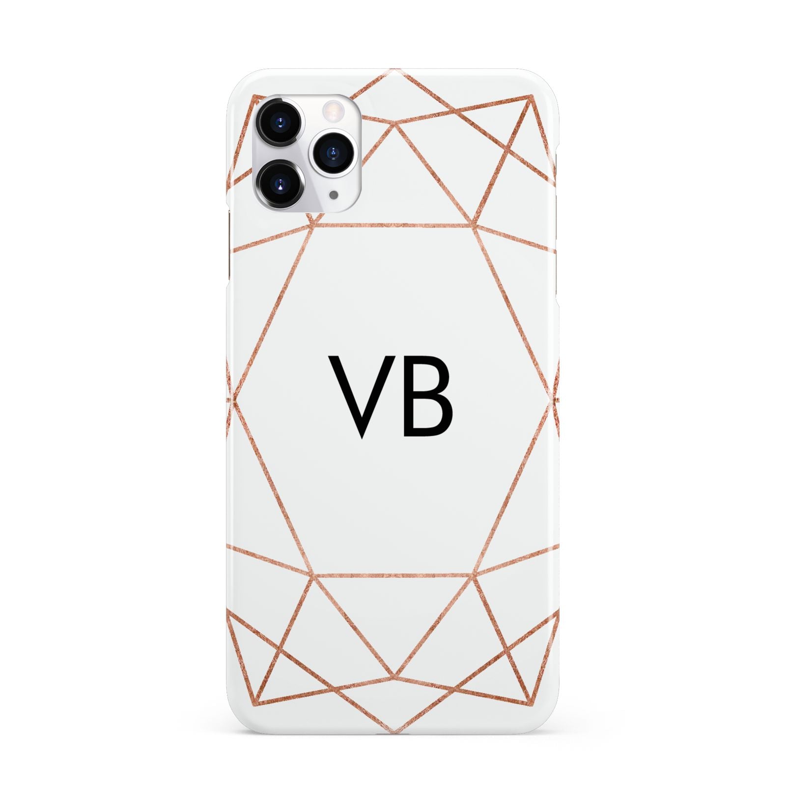 Personalised White Rose Gold Initials Geometric iPhone 11 Pro Max 3D Snap Case