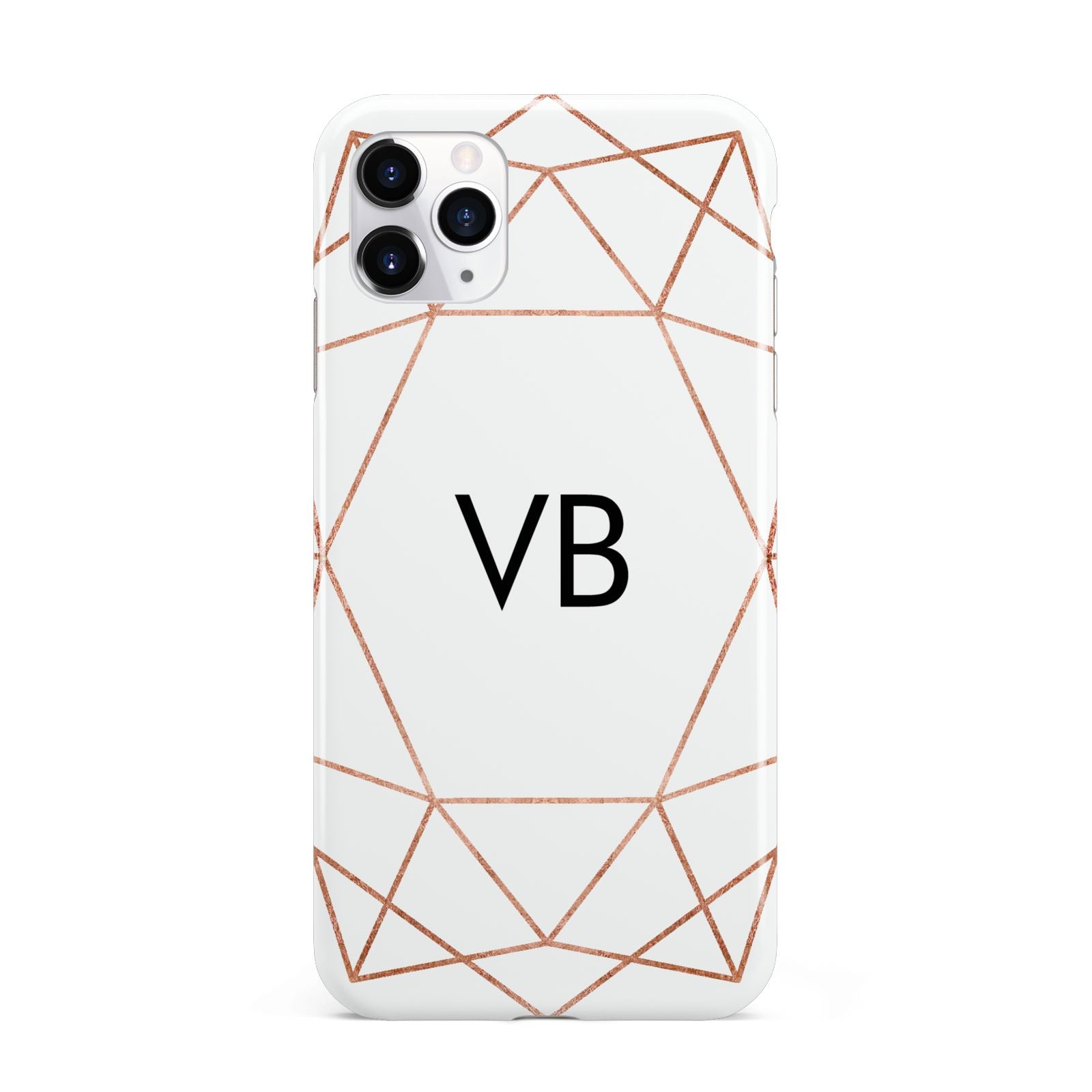 Personalised White Rose Gold Initials Geometric iPhone 11 Pro Max 3D Tough Case