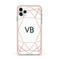 Personalised White Rose Gold Initials Geometric iPhone 11 Pro Max Impact Pink Edge Case