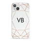 Personalised White Rose Gold Initials Geometric iPhone 13 Clear Bumper Case