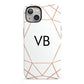 Personalised White Rose Gold Initials Geometric iPhone 13 Full Wrap 3D Tough Case