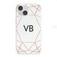 Personalised White Rose Gold Initials Geometric iPhone 13 Mini Clear Bumper Case