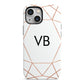 Personalised White Rose Gold Initials Geometric iPhone 13 Mini Full Wrap 3D Tough Case