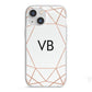 Personalised White Rose Gold Initials Geometric iPhone 13 Mini TPU Impact Case with White Edges