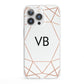 Personalised White Rose Gold Initials Geometric iPhone 13 Pro Clear Bumper Case
