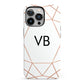 Personalised White Rose Gold Initials Geometric iPhone 13 Pro Full Wrap 3D Tough Case