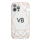 Personalised White Rose Gold Initials Geometric iPhone 13 Pro Max TPU Impact Case with Pink Edges
