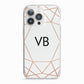 Personalised White Rose Gold Initials Geometric iPhone 13 Pro TPU Impact Case with White Edges
