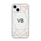 Personalised White Rose Gold Initials Geometric iPhone 14 Glitter Tough Case Starlight