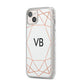 Personalised White Rose Gold Initials Geometric iPhone 14 Plus Glitter Tough Case Starlight Angled Image