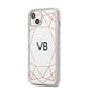 Personalised White Rose Gold Initials Geometric iPhone 14 Plus Glitter Tough Case Starlight Angled Image