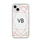 Personalised White Rose Gold Initials Geometric iPhone 14 Plus Glitter Tough Case Starlight