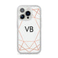 Personalised White Rose Gold Initials Geometric iPhone 14 Pro Glitter Tough Case Silver