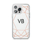 Personalised White Rose Gold Initials Geometric iPhone 14 Pro Max Clear Tough Case Silver