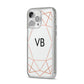 Personalised White Rose Gold Initials Geometric iPhone 14 Pro Max Glitter Tough Case Silver Angled Image