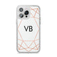 Personalised White Rose Gold Initials Geometric iPhone 14 Pro Max Glitter Tough Case Silver