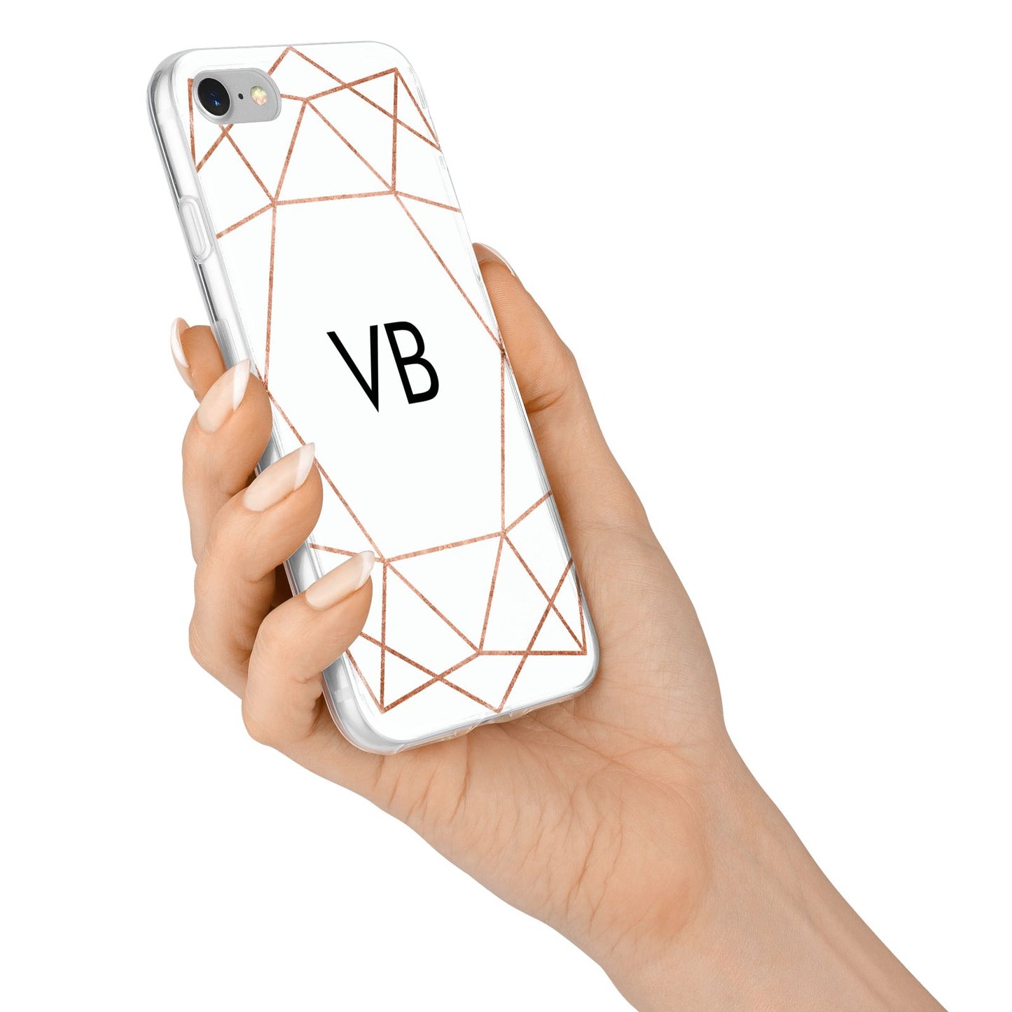 Personalised White Rose Gold Initials Geometric iPhone 7 Bumper Case on Silver iPhone Alternative Image