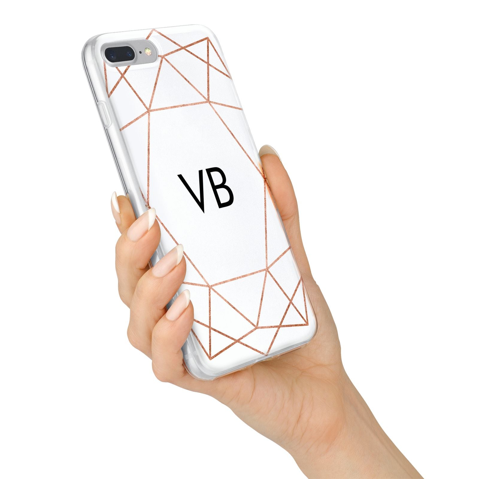 Personalised White Rose Gold Initials Geometric iPhone 7 Plus Bumper Case on Silver iPhone Alternative Image