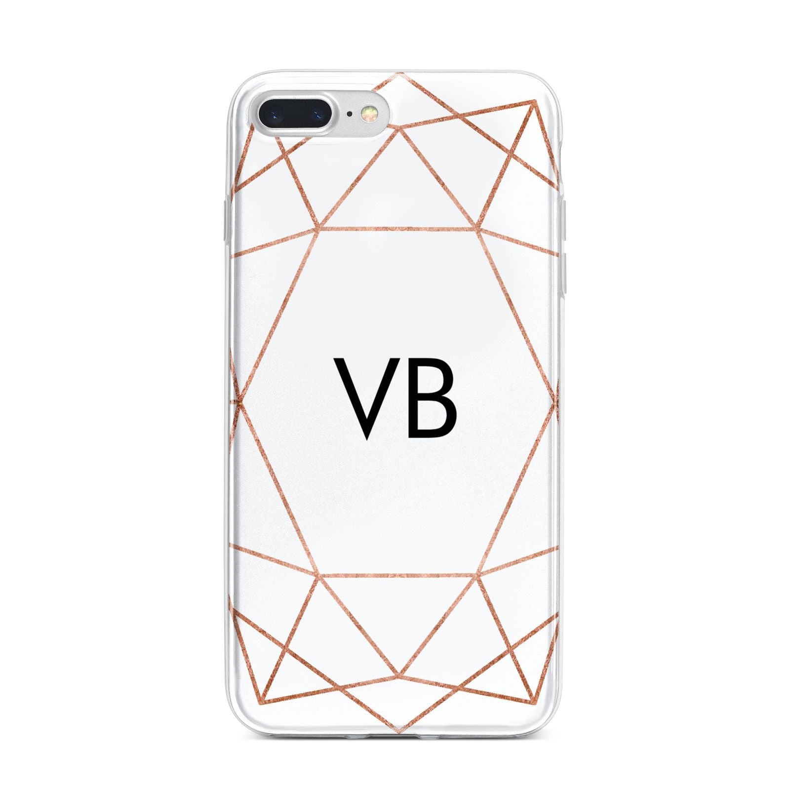 Personalised White Rose Gold Initials Geometric iPhone 7 Plus Bumper Case on Silver iPhone