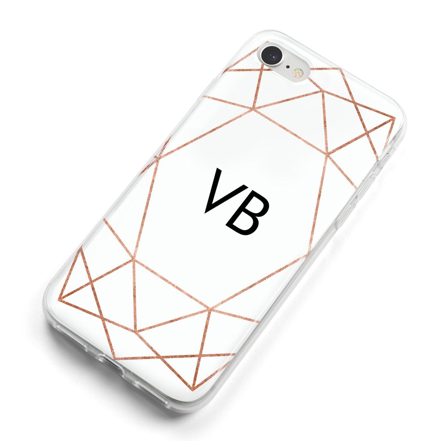Personalised White Rose Gold Initials Geometric iPhone 8 Bumper Case on Silver iPhone Alternative Image