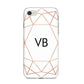 Personalised White Rose Gold Initials Geometric iPhone 8 Bumper Case on Silver iPhone