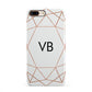 Personalised White Rose Gold Initials Geometric iPhone 8 Plus 3D Snap Case on Gold Phone