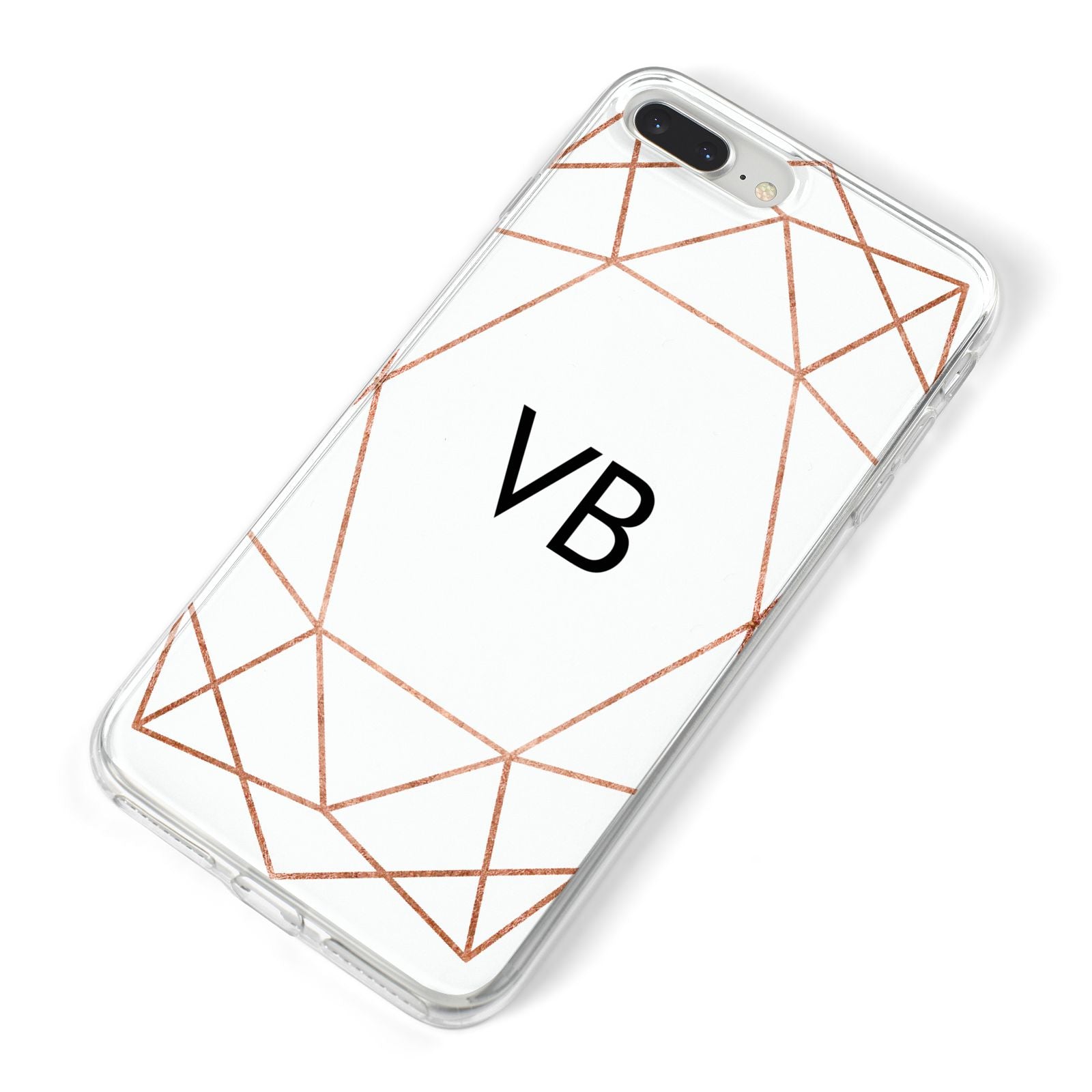 Personalised White Rose Gold Initials Geometric iPhone 8 Plus Bumper Case on Silver iPhone Alternative Image
