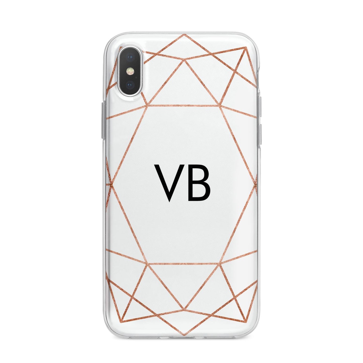 Personalised White Rose Gold Initials Geometric iPhone X Bumper Case on Silver iPhone Alternative Image 1