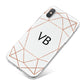 Personalised White Rose Gold Initials Geometric iPhone X Bumper Case on Silver iPhone
