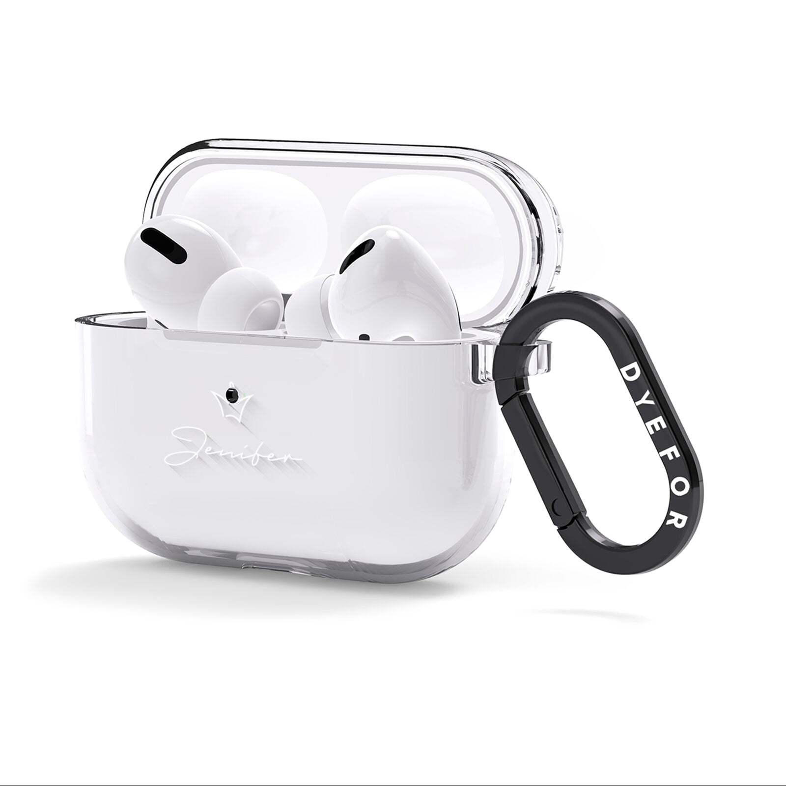 Personalised White Text Transparent AirPods Clear Case 3rd Gen Side Image