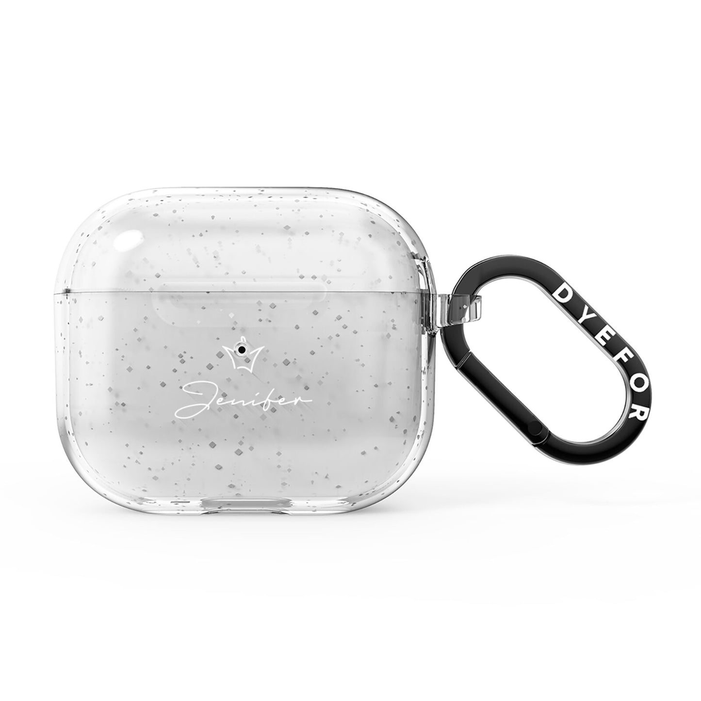 Personalised White Text Transparent AirPods Glitter Case 3rd Gen