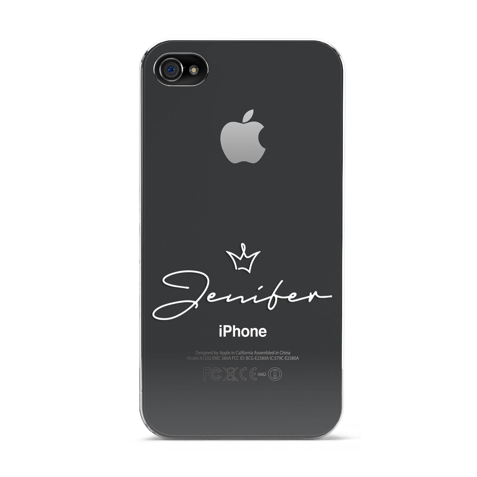 Personalised White Text Transparent Apple iPhone 4s Case