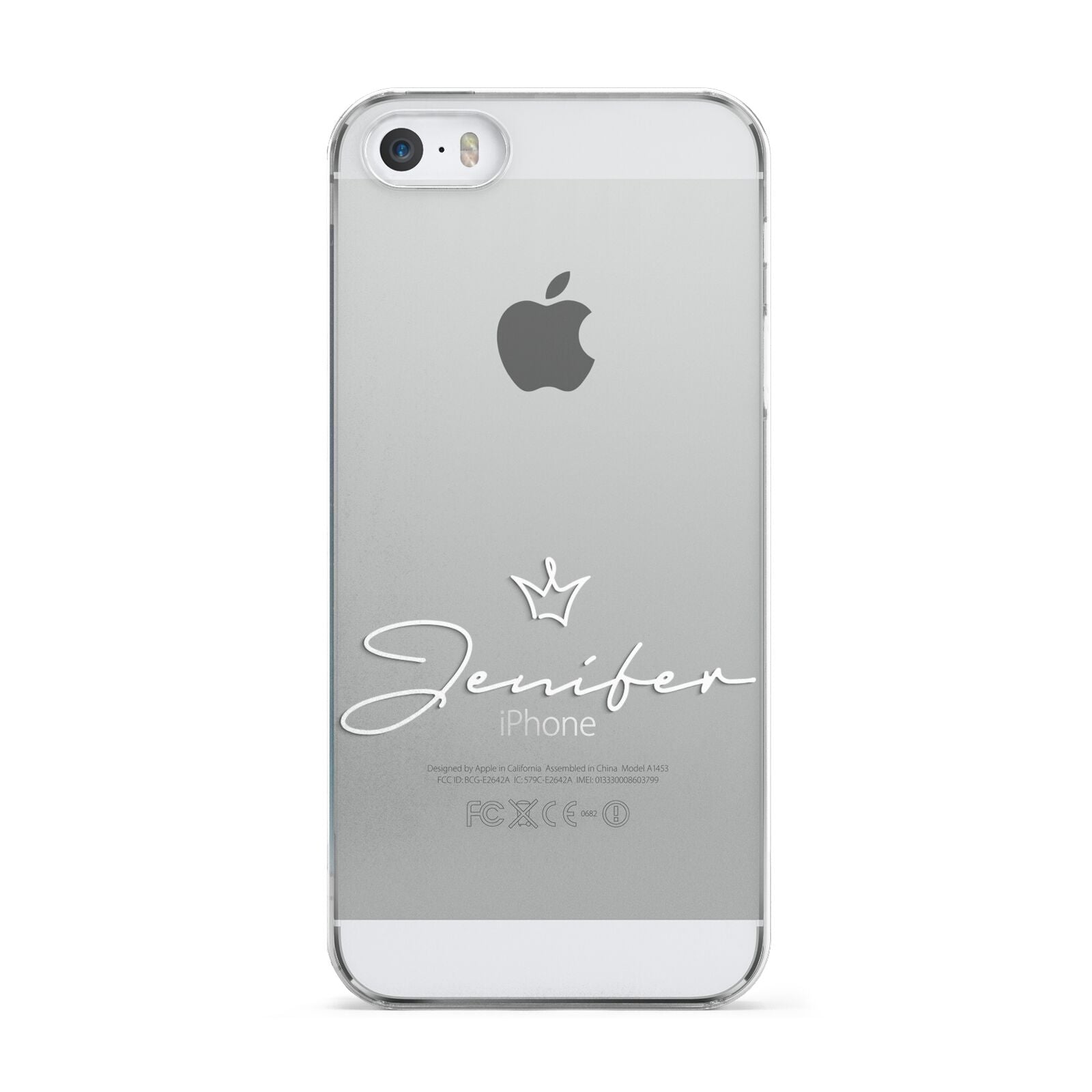 Personalised White Text Transparent Apple iPhone 5 Case