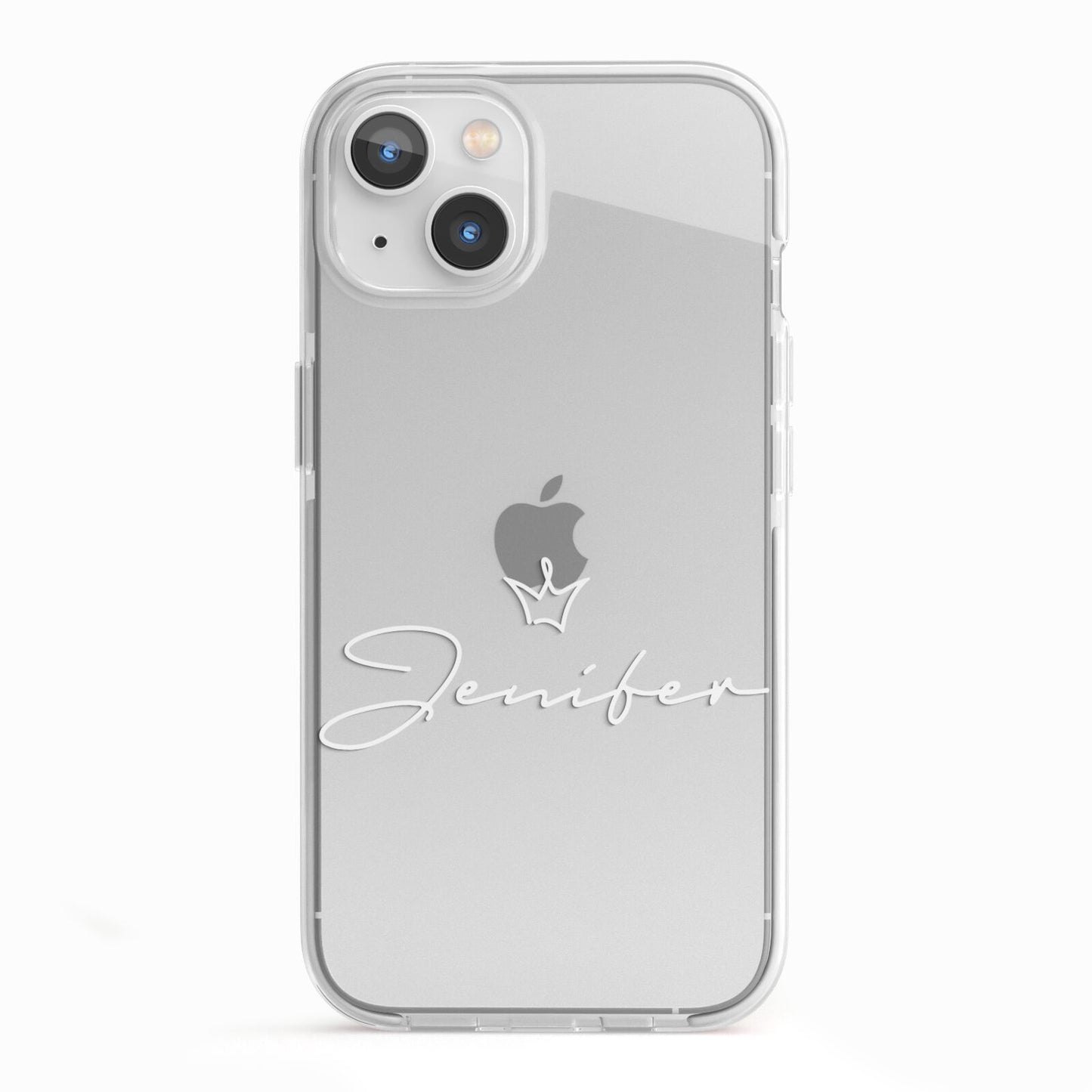 Personalised White Text Transparent iPhone 13 TPU Impact Case with White Edges