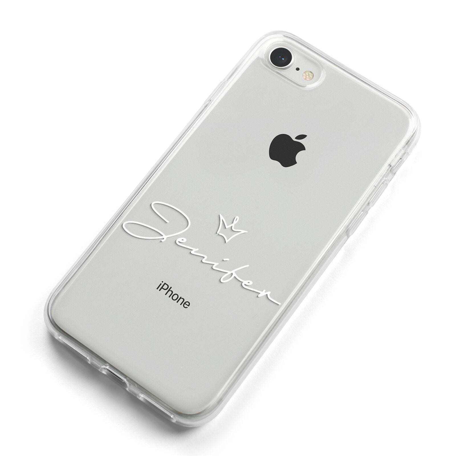 Personalised White Text Transparent iPhone 8 Bumper Case on Silver iPhone Alternative Image