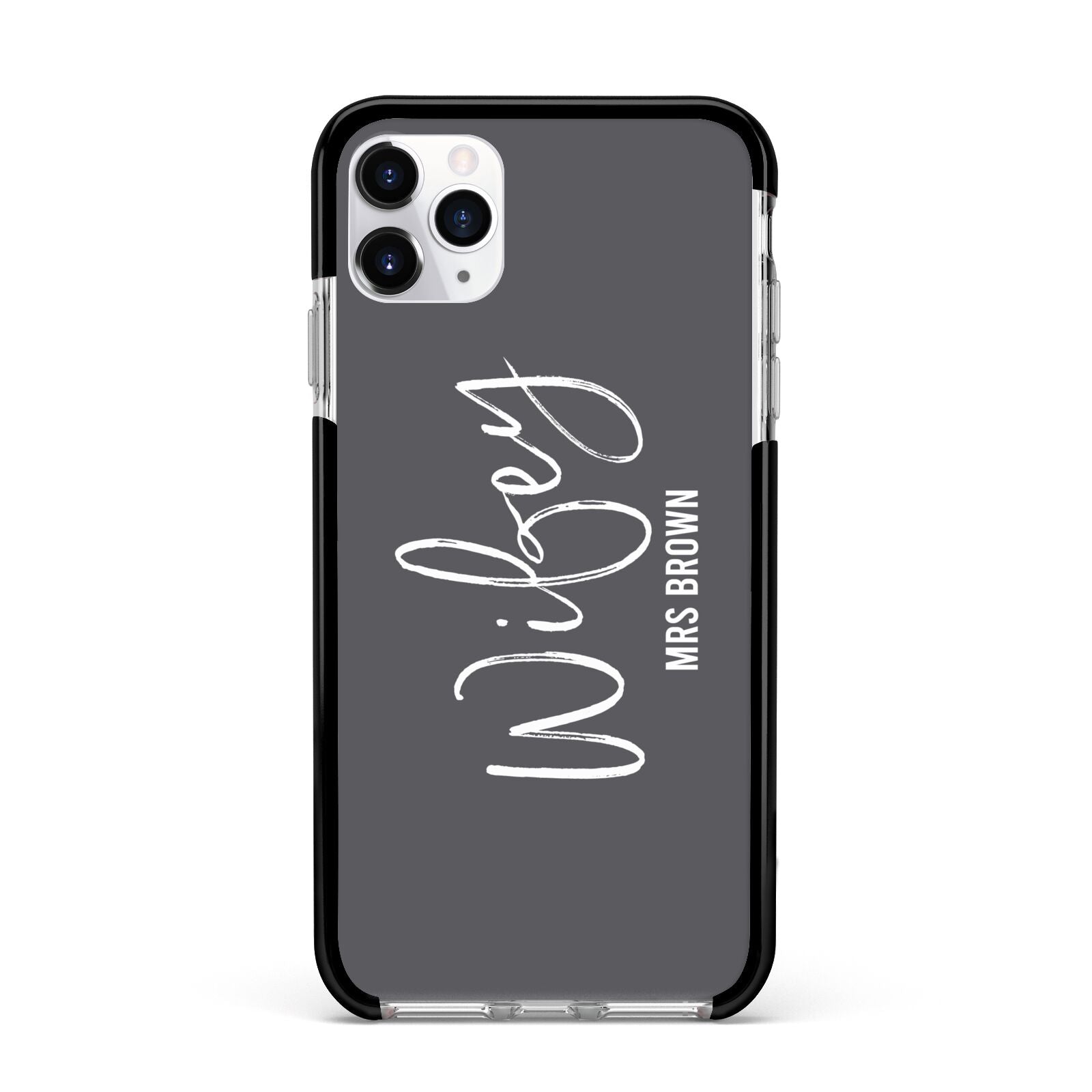 Personalised Wifey Apple iPhone 11 Pro Max in Silver with Black Impact Case