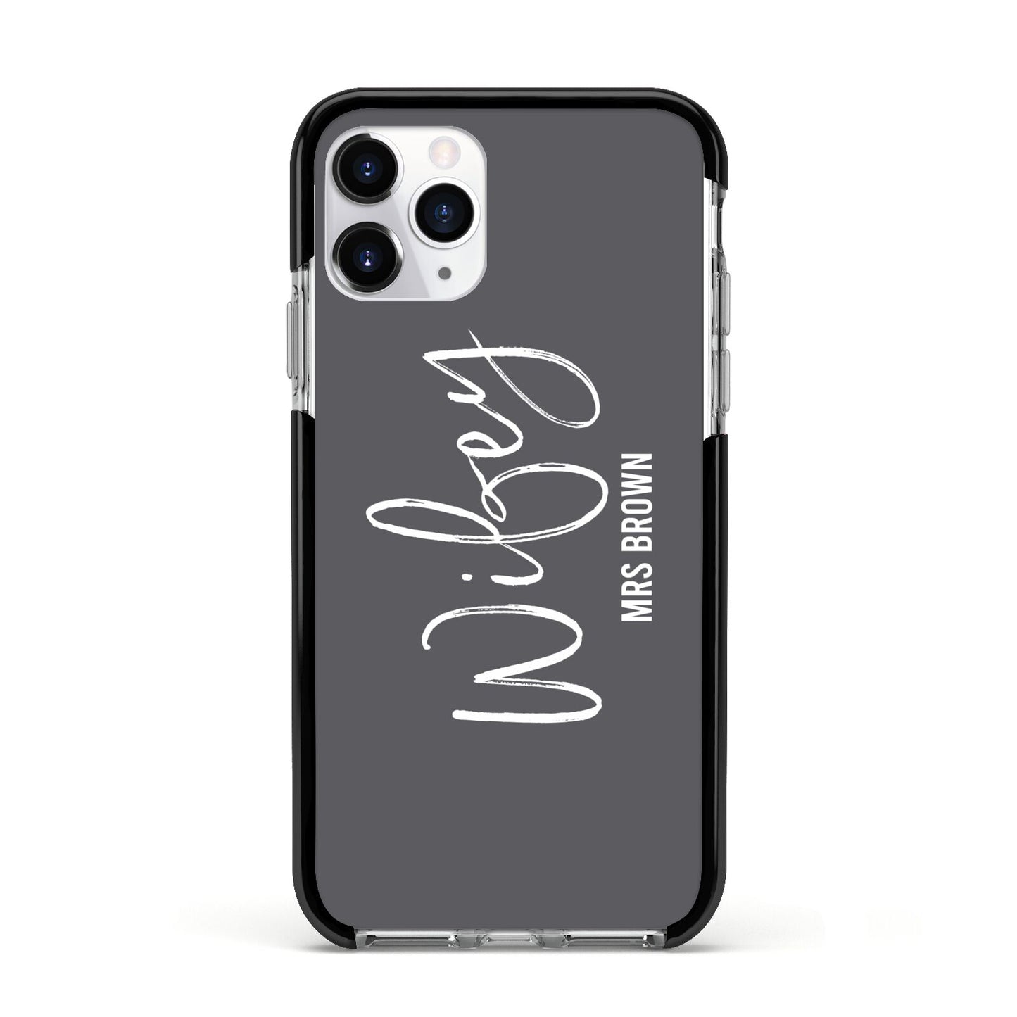 Personalised Wifey Apple iPhone 11 Pro in Silver with Black Impact Case