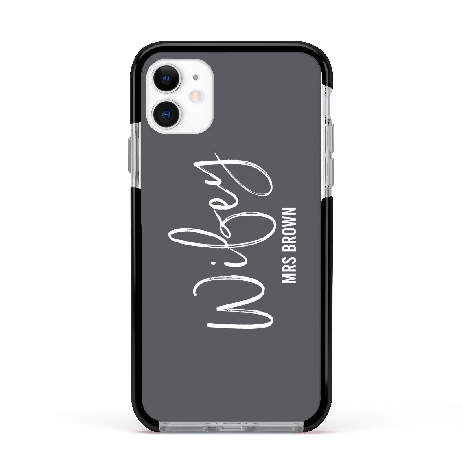 Personalised Wifey Apple iPhone 11 in White with Black Impact Case