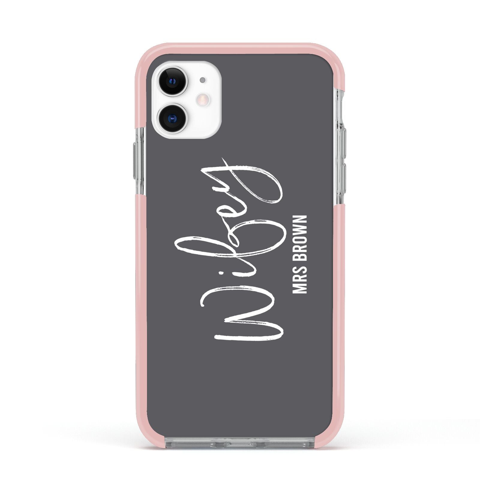 Personalised Wifey Apple iPhone 11 in White with Pink Impact Case