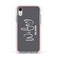 Personalised Wifey Apple iPhone XR Impact Case Pink Edge on Silver Phone
