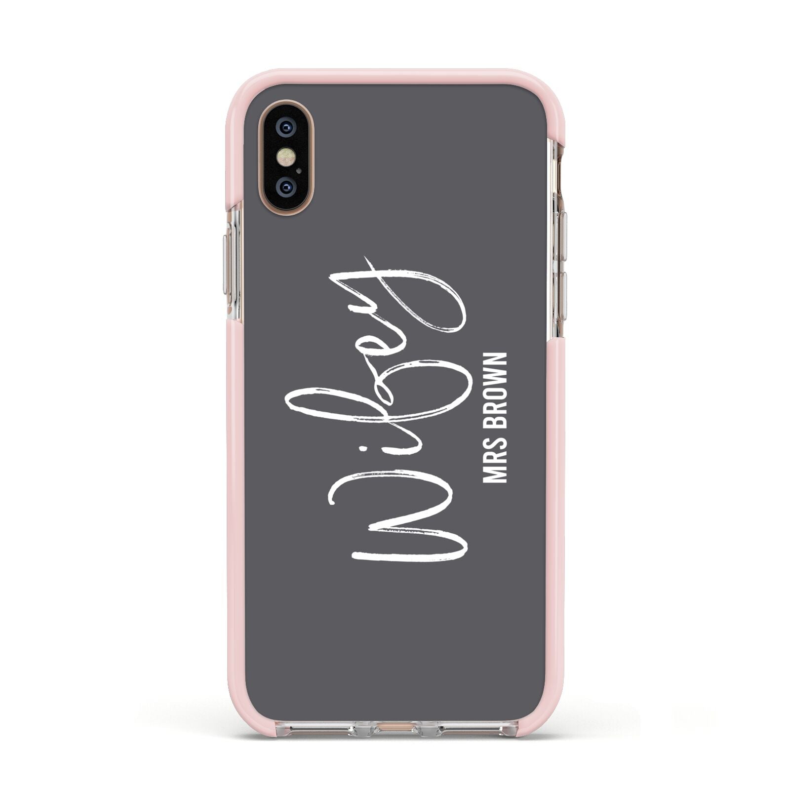 Personalised Wifey Apple iPhone Xs Impact Case Pink Edge on Gold Phone