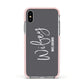 Personalised Wifey Apple iPhone Xs Impact Case Pink Edge on Silver Phone
