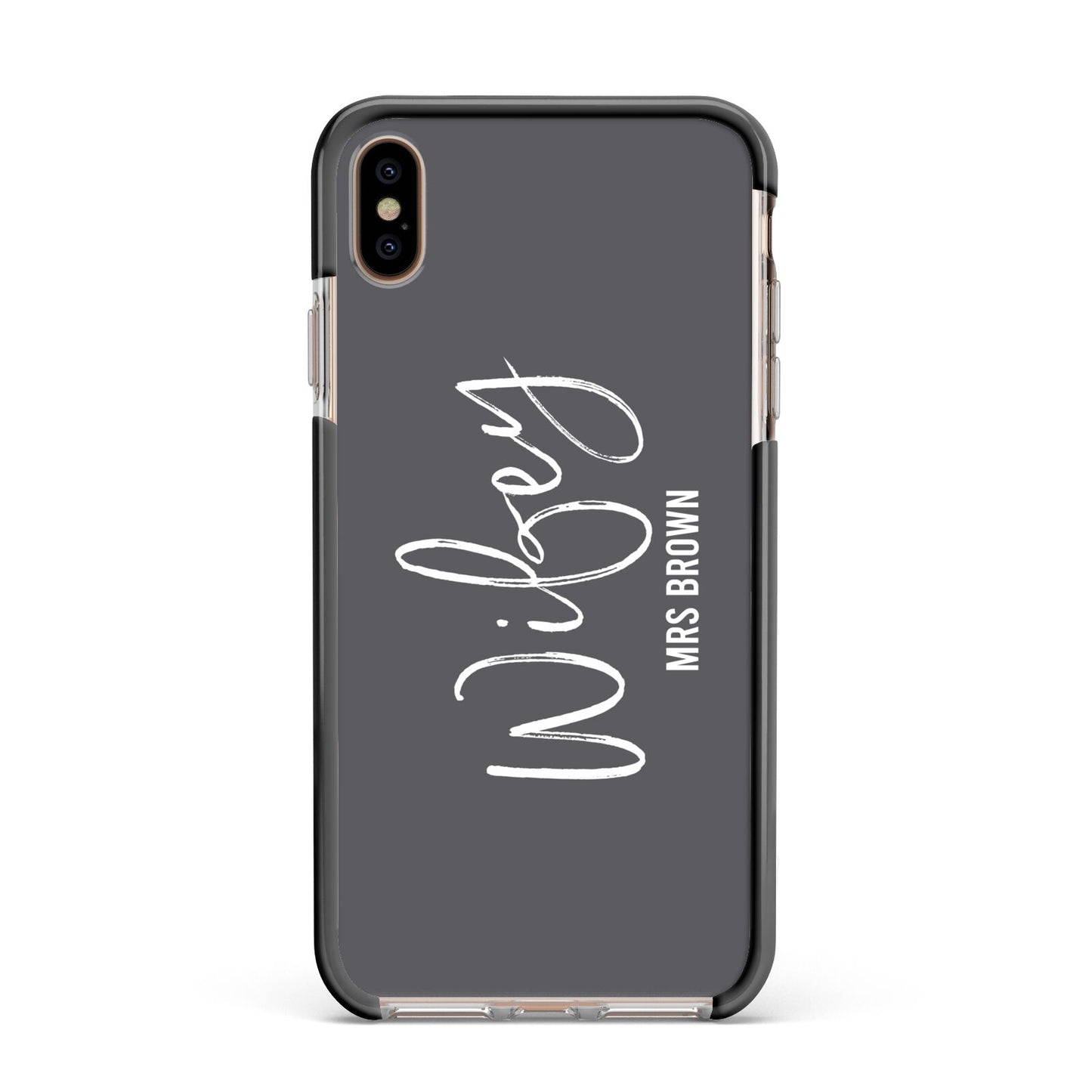 Personalised Wifey Apple iPhone Xs Max Impact Case Black Edge on Gold Phone