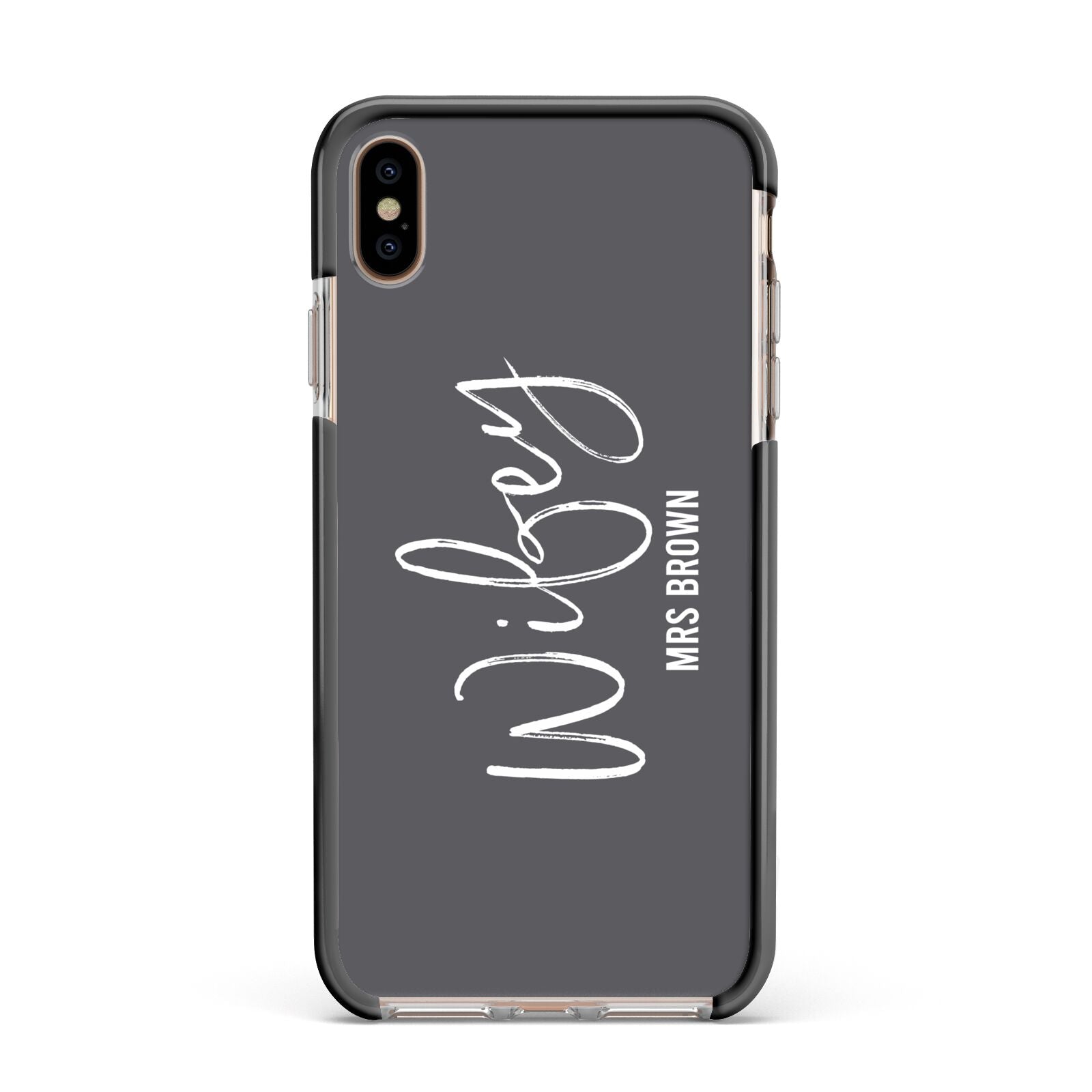 Personalised Wifey Apple iPhone Xs Max Impact Case Black Edge on Gold Phone