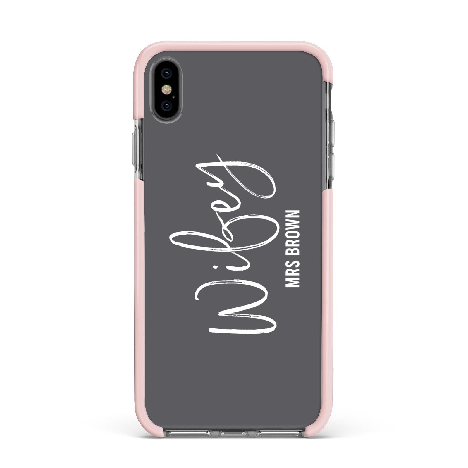 Personalised Wifey Apple iPhone Xs Max Impact Case Pink Edge on Black Phone