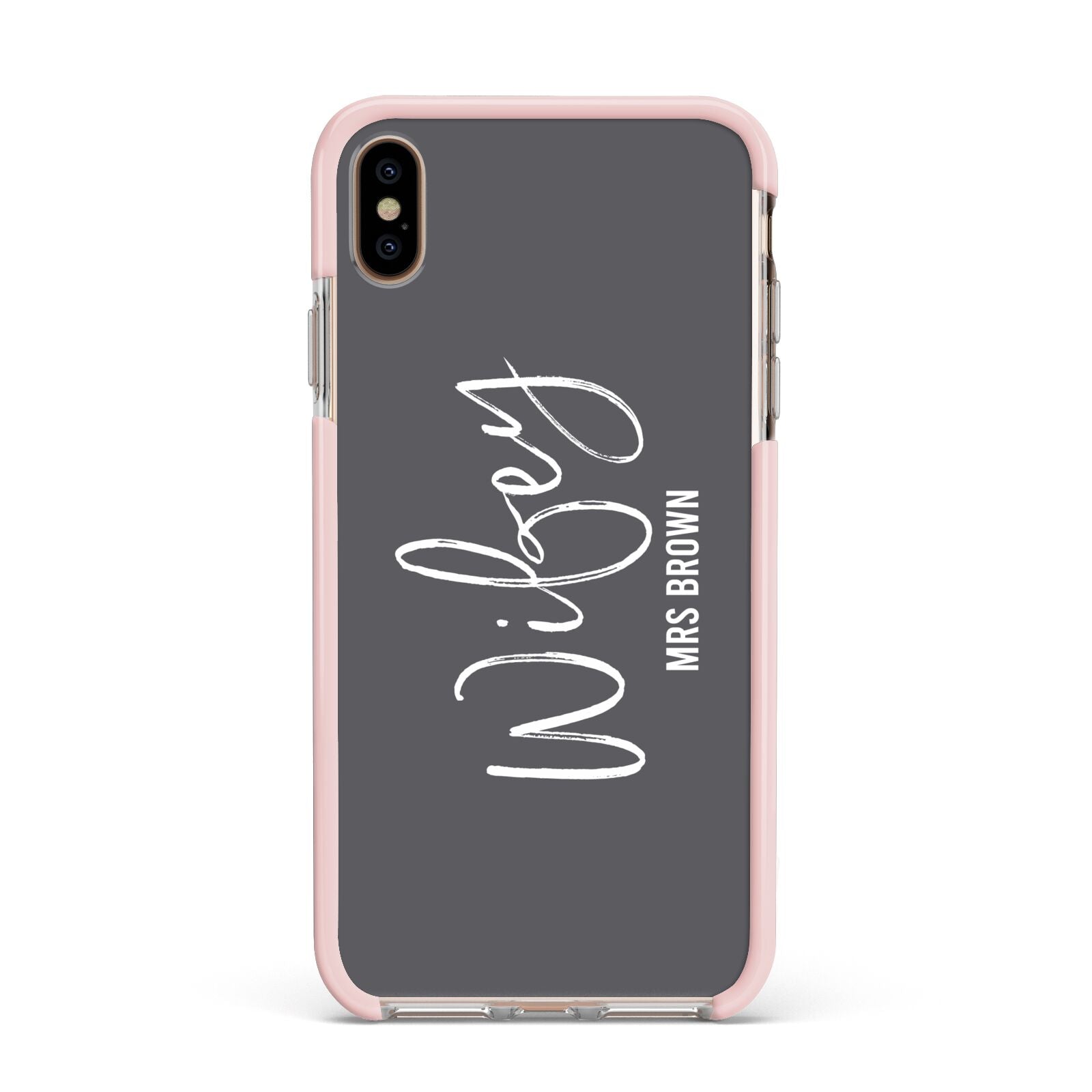 Personalised Wifey Apple iPhone Xs Max Impact Case Pink Edge on Gold Phone
