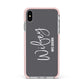 Personalised Wifey Apple iPhone Xs Max Impact Case Pink Edge on Silver Phone