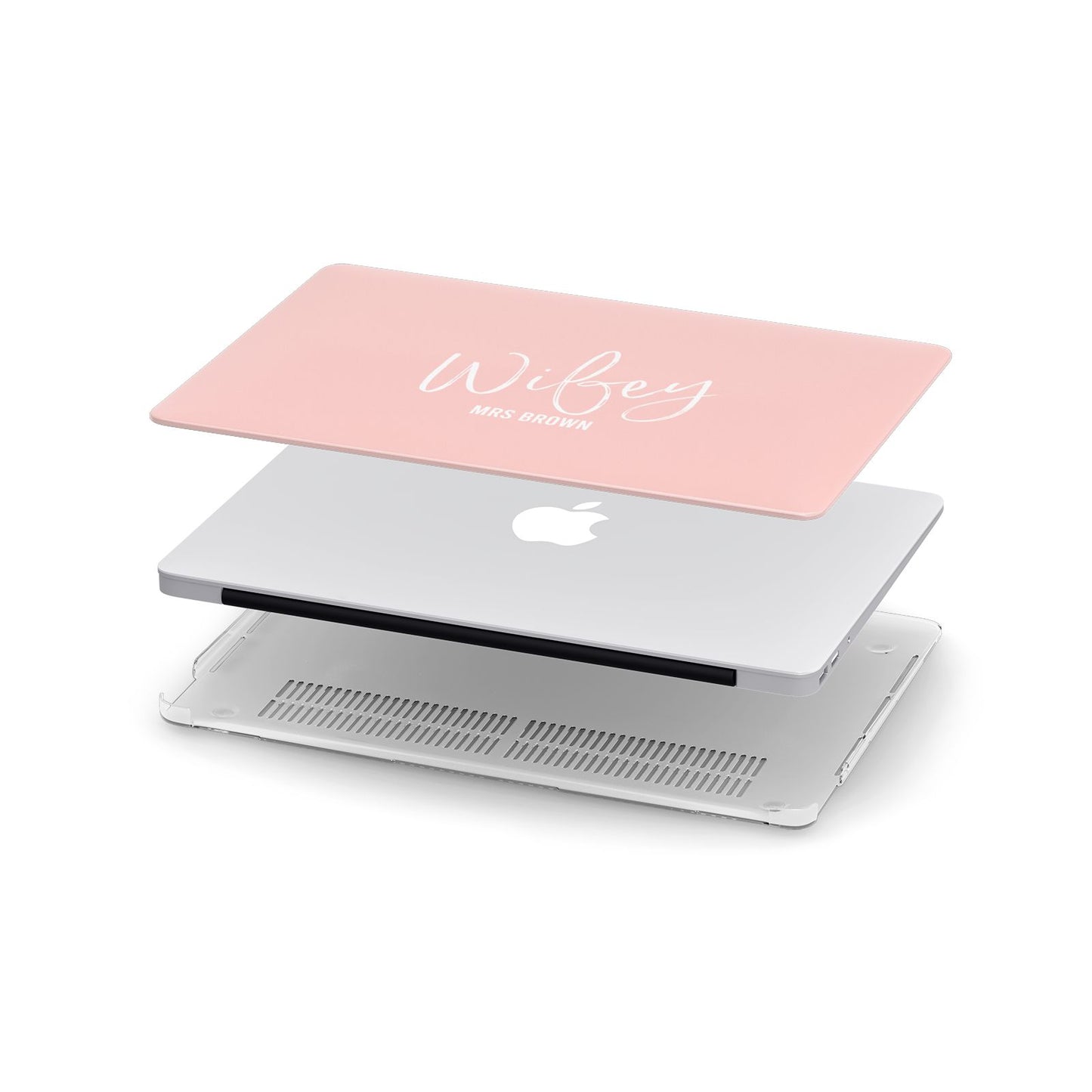 Personalised Wifey Pink Apple MacBook Case in Detail