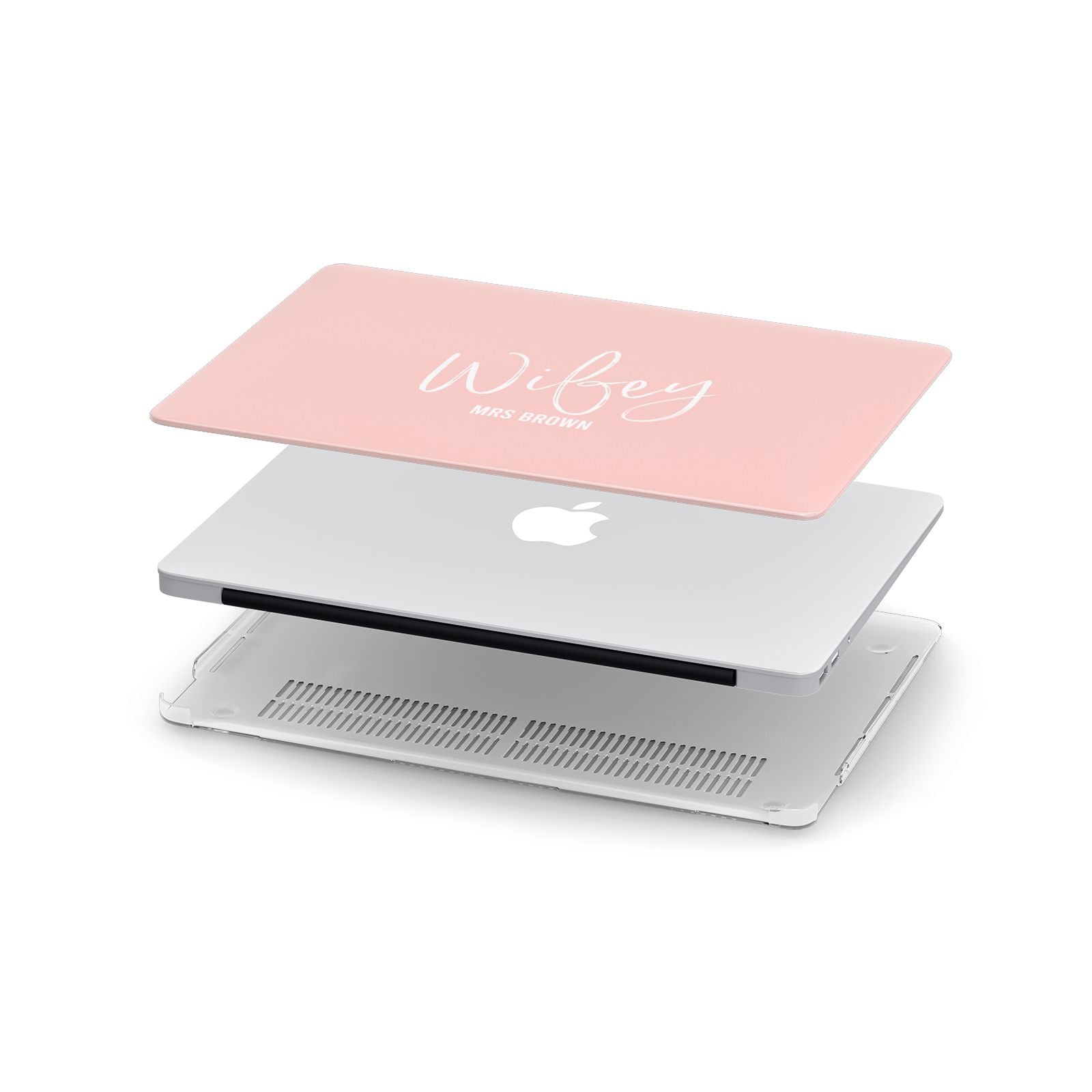 Personalised Wifey Pink Apple MacBook Case in Detail